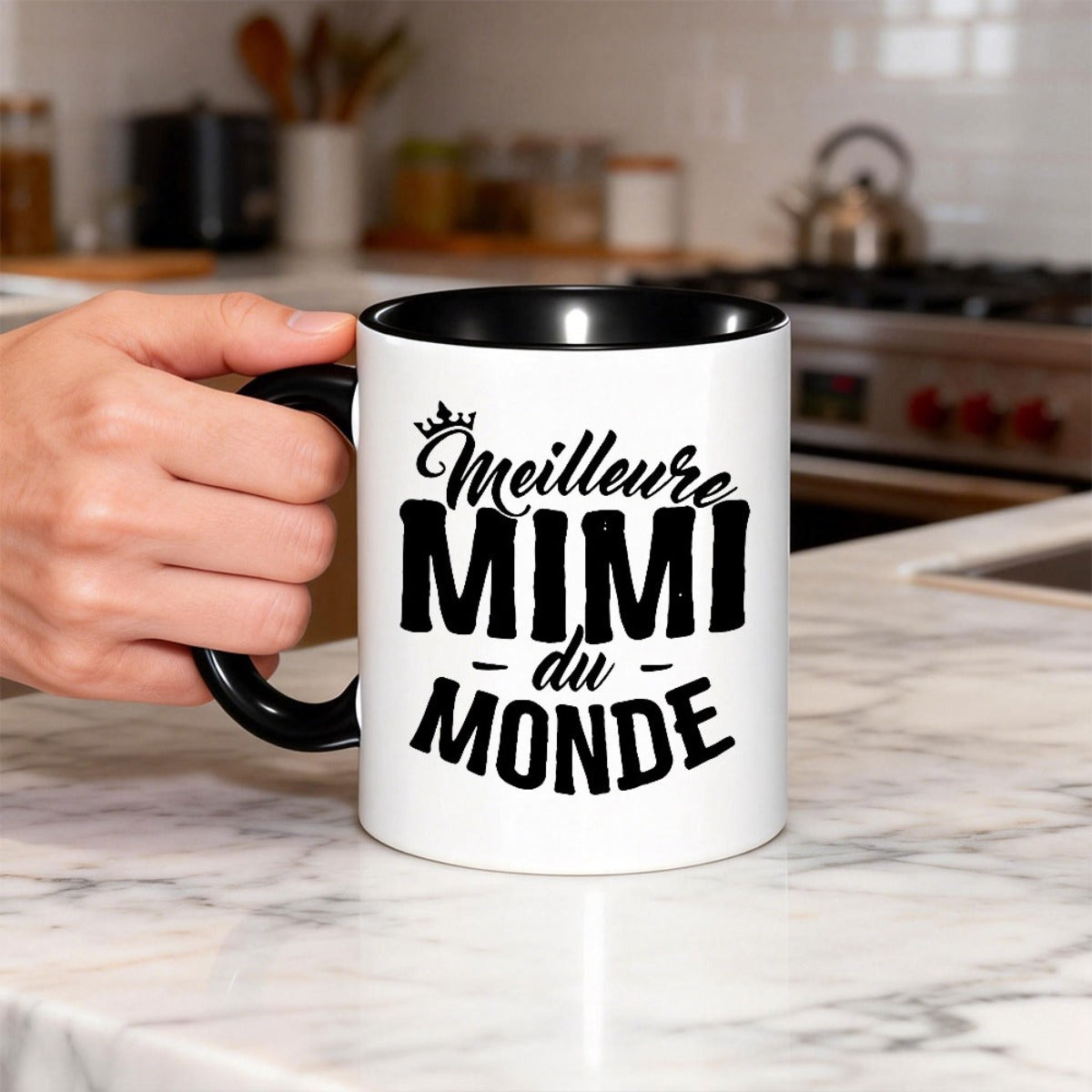 Tailorly Black Accent 11 oz Mug - french meilleur mimi du monde best mimi in the mug with lettering