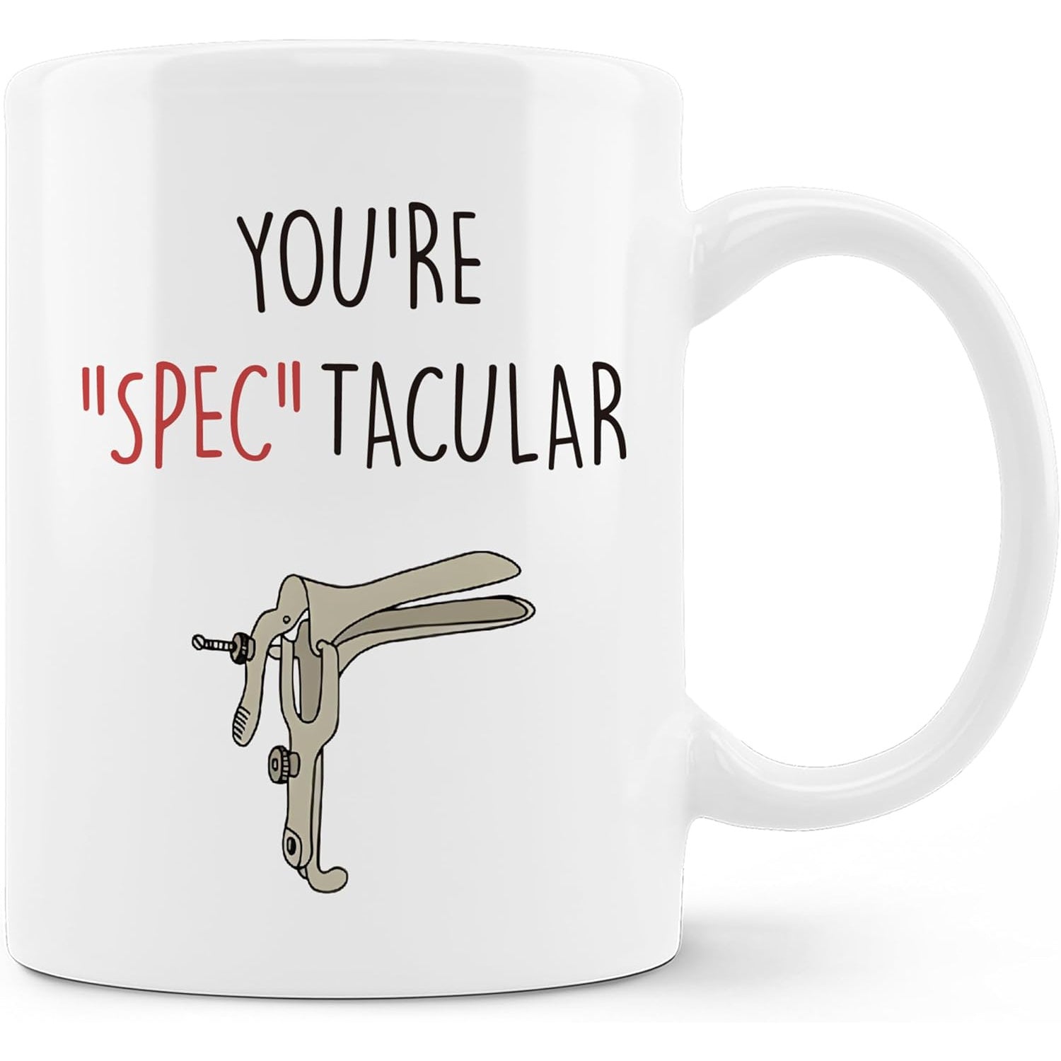 Tailorly White Ceramic 11 oz Mug - Youre Spec Tacular Minimalist Medical Instrument With Metallic Texture Representing Healthcare Equipment Speculum