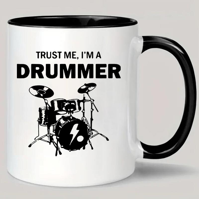 Tailorly Black Accent 11 oz Mug - item picture 1pc 11oz drummer ceramic coffee cup heat insulated and reusable hand washed only men and women