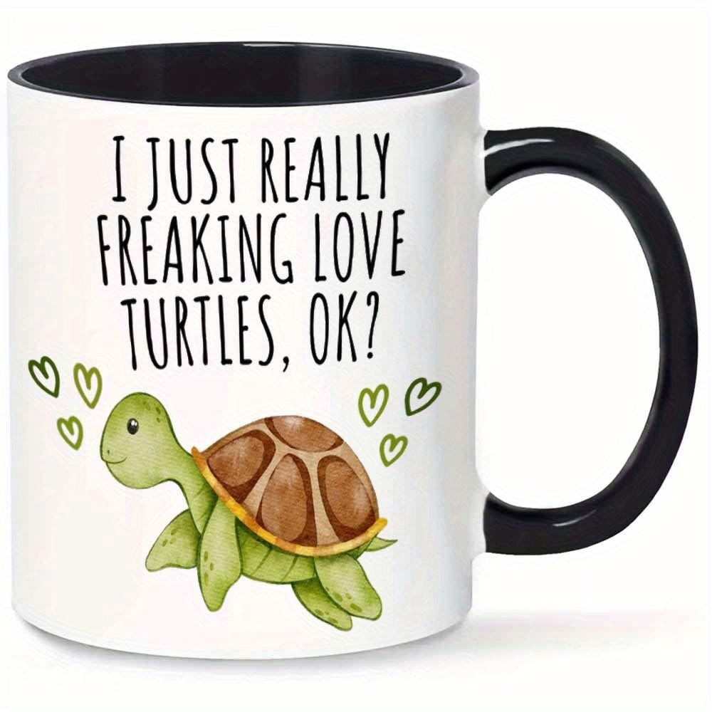 Tailorly Black Accent 11 oz Mug - cute turtle hearts design