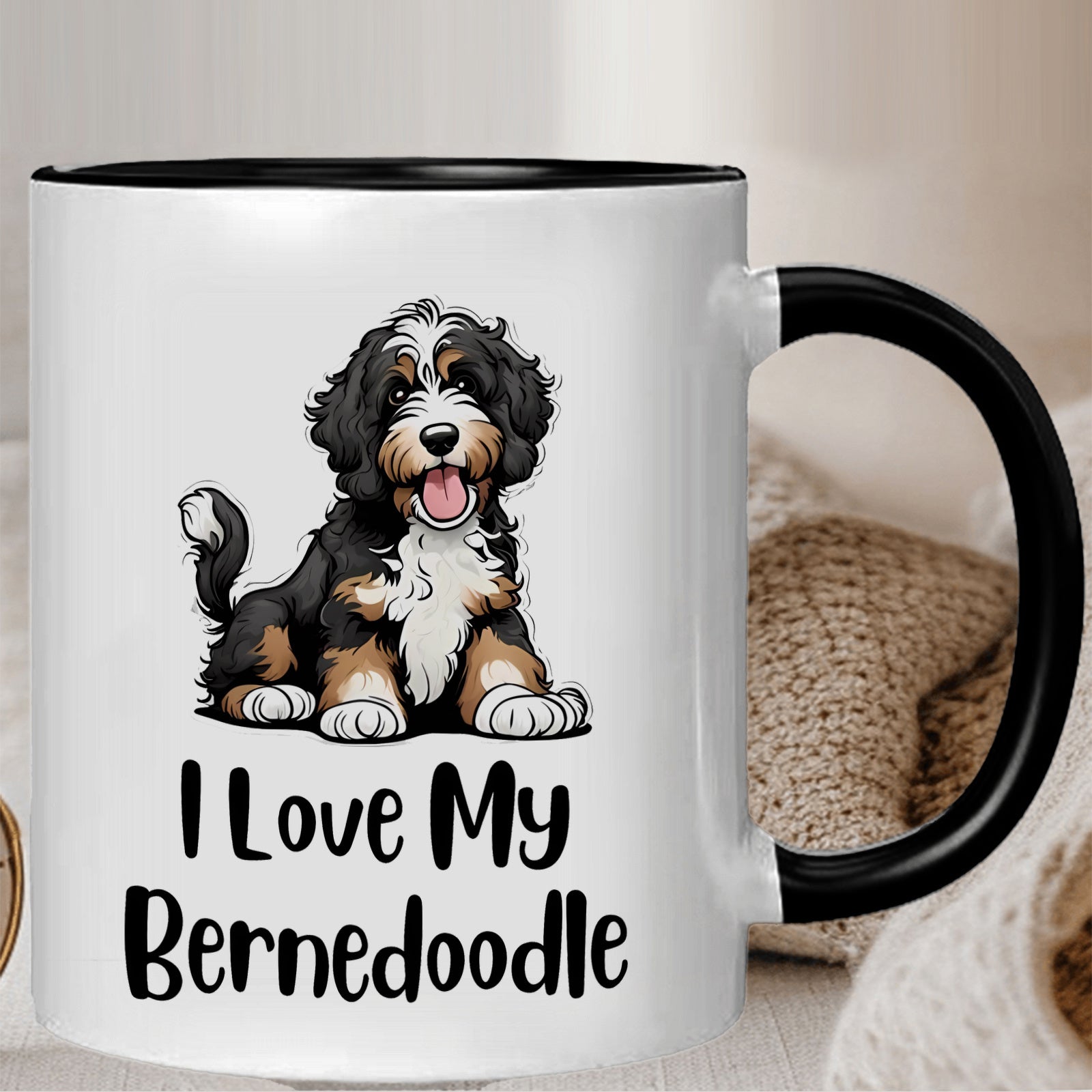 Tailorly Black Accent 11 oz Mug - bernes dog themed design