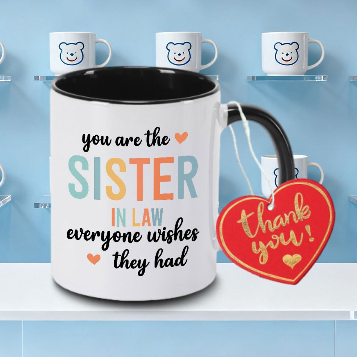 Tailorly Black Accent 11 oz Mug - Sister in Law Logo