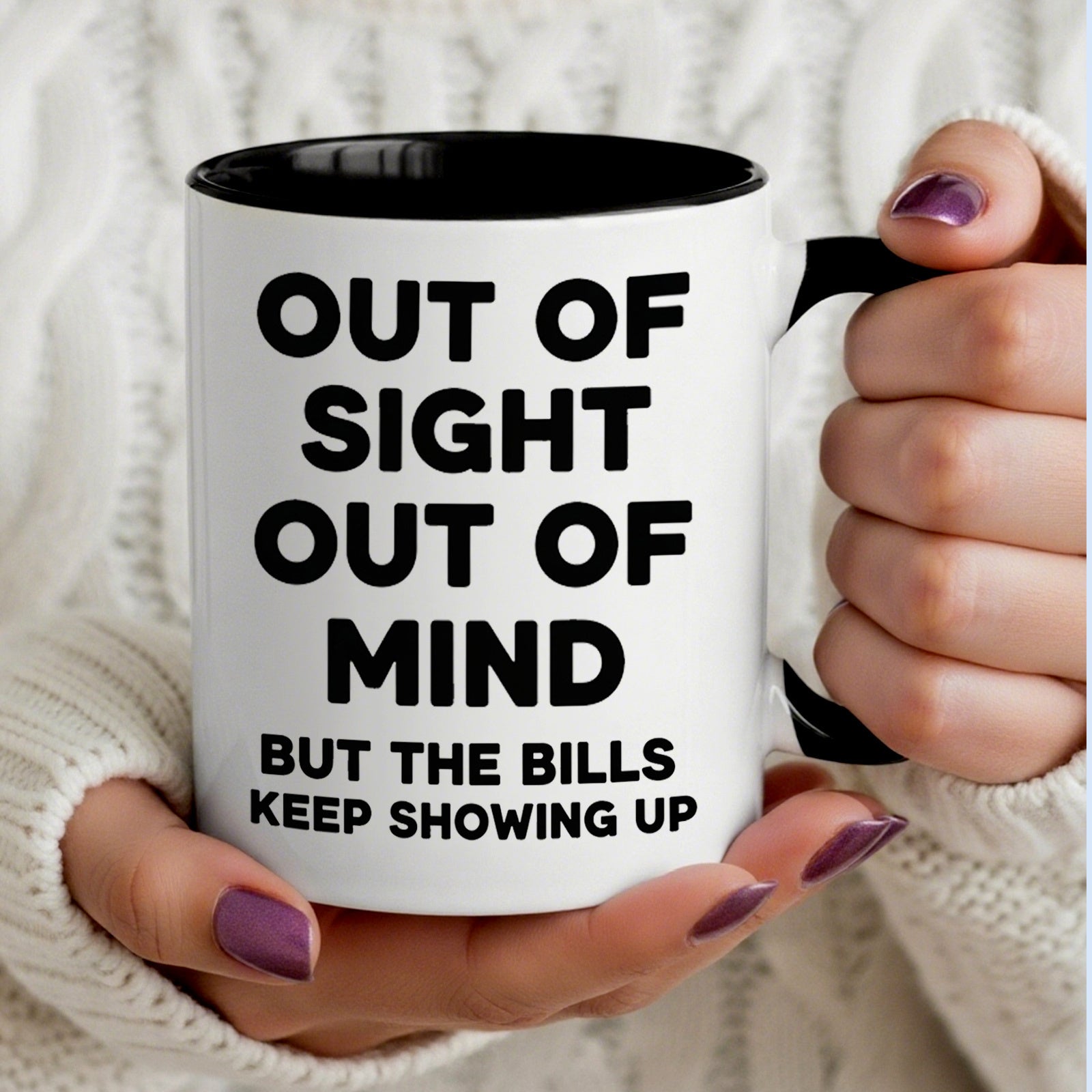 Tailorly Black Accent 11 oz Mug - black text "sight"