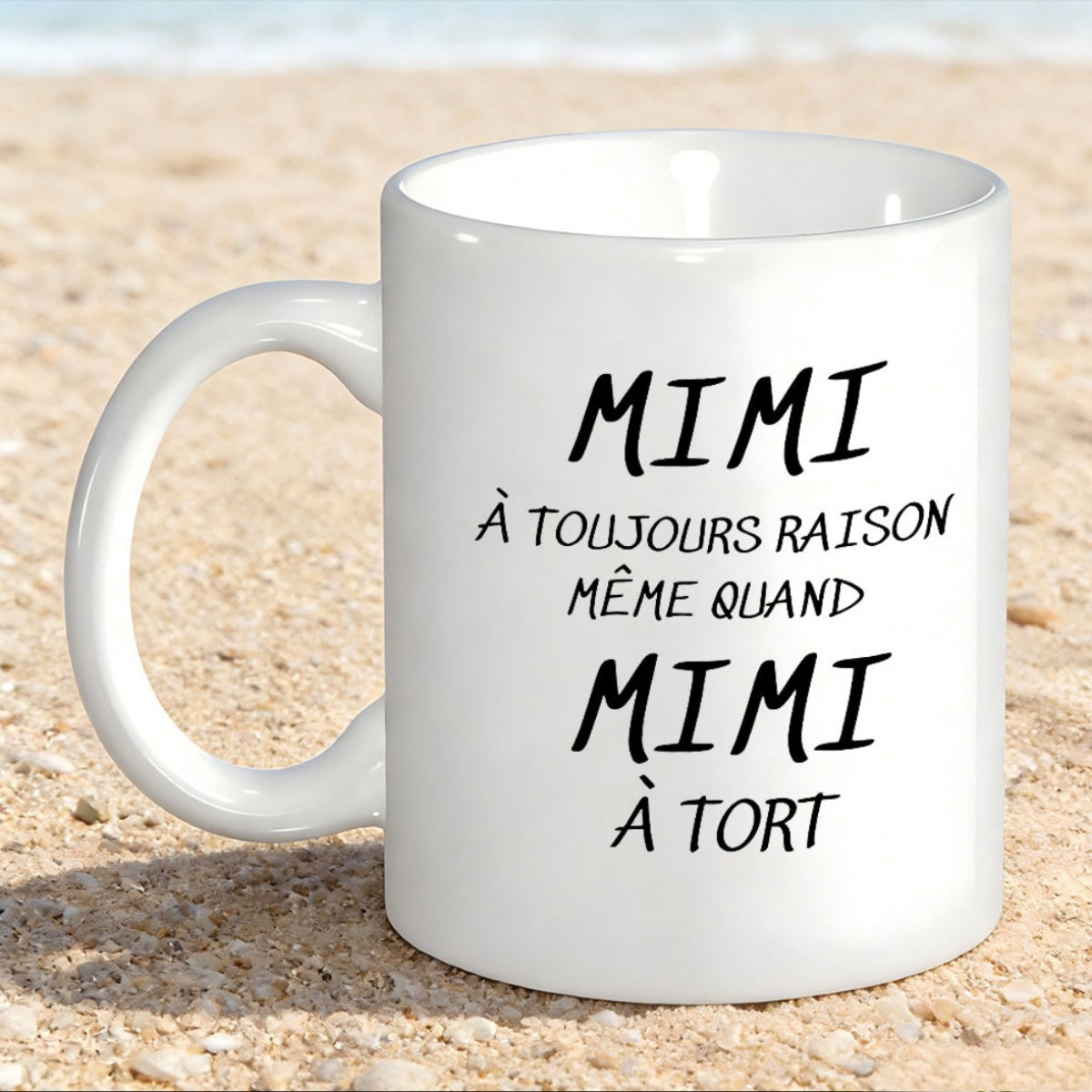Tailorly White Ceramic 11 oz Mug - Clean With Stylized Black Handwritten Text Print Mug