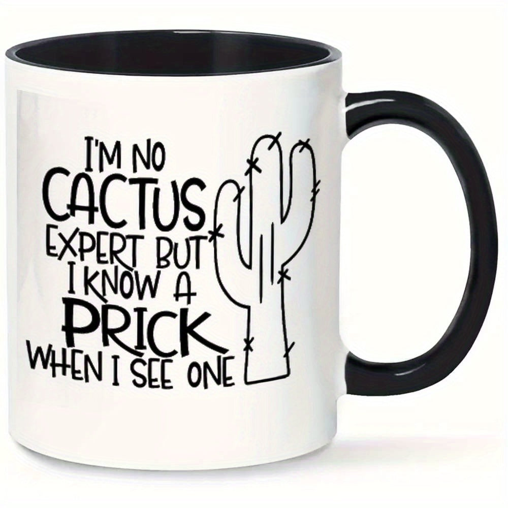 Tailorly Black Accent 11 oz Mug - humorous cactus quote coffee cup I can