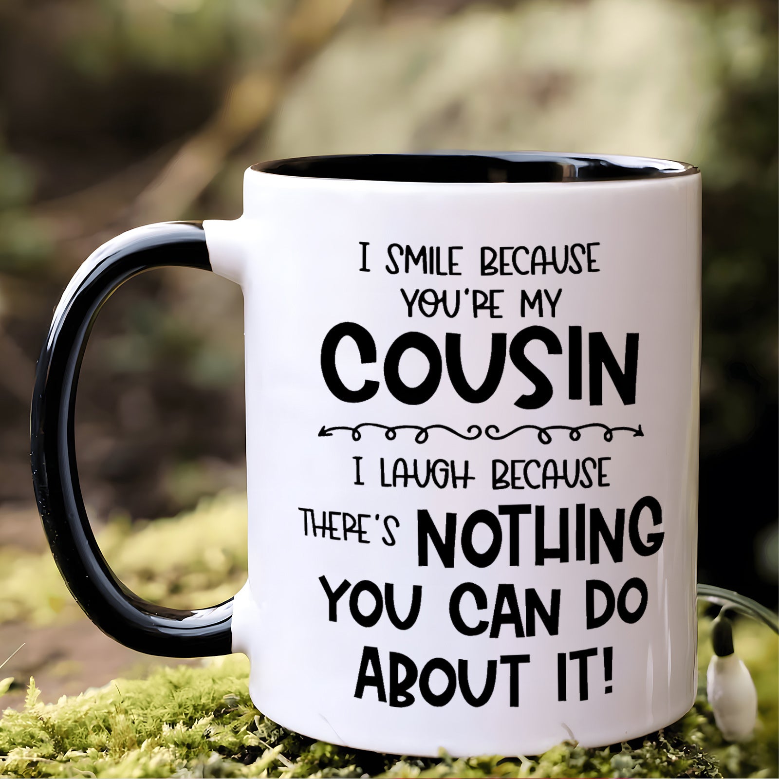 Tailorly Black Accent 11 oz Mug - funny cousin for life quotes