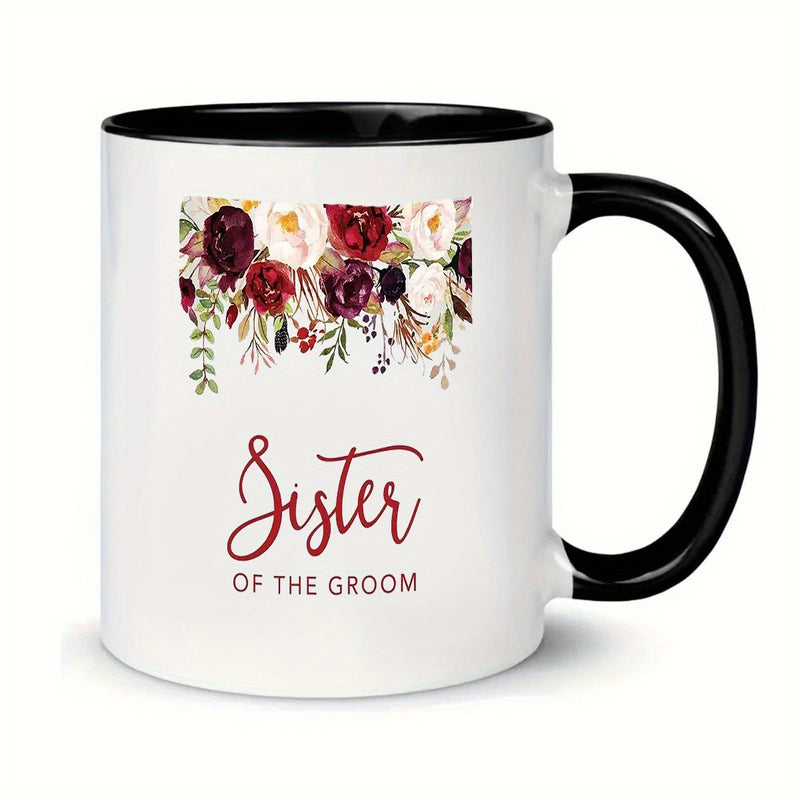 Tailorly Black Accent 11 oz Mug - sister of the groom text
