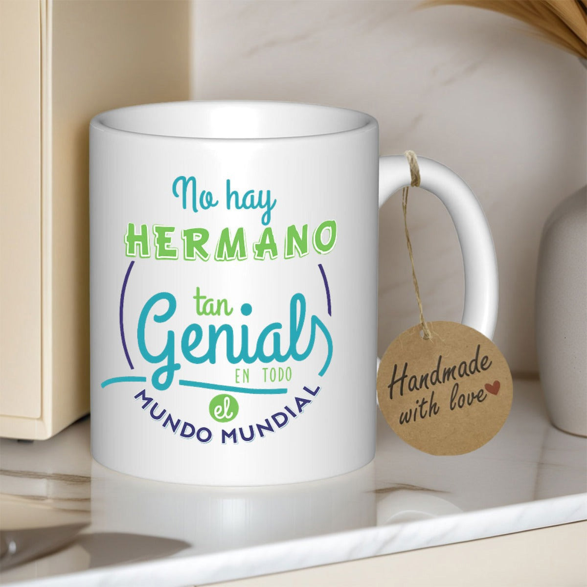Tailorly White Ceramic 11 oz Mug - Handmade Love Elegant With Colorful Artistic Typography And Decorative Lines Mug