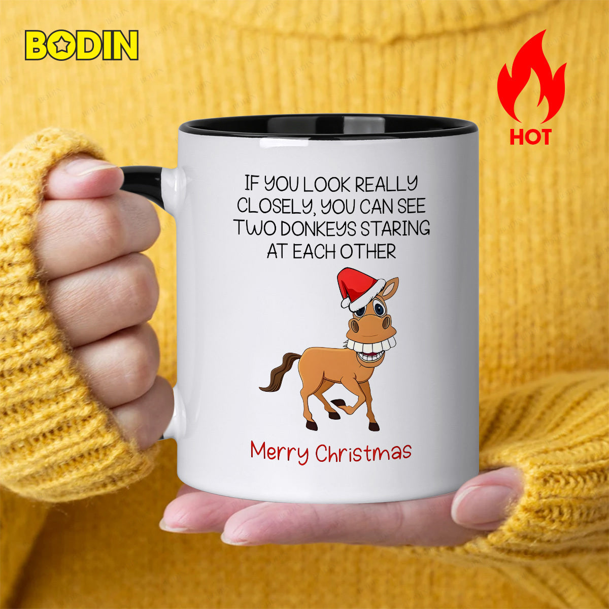 Tailorly Black Accent 11 oz Mug - look really closely two at merry christmas words