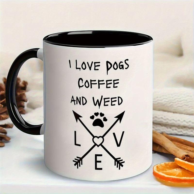 Tailorly Black Accent 11 oz Mug - coffee paw print leaf graphic