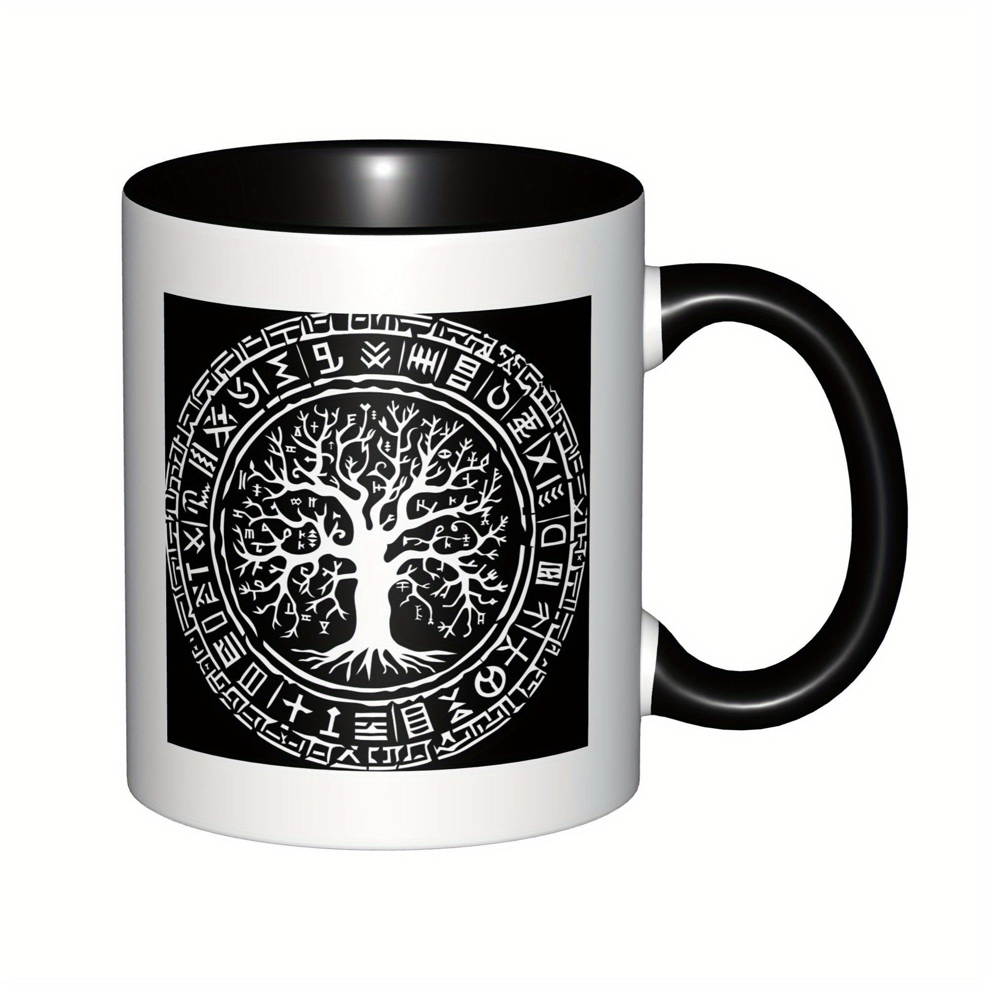 Tailorly Black Accent 11 oz Mug - viking tree of life