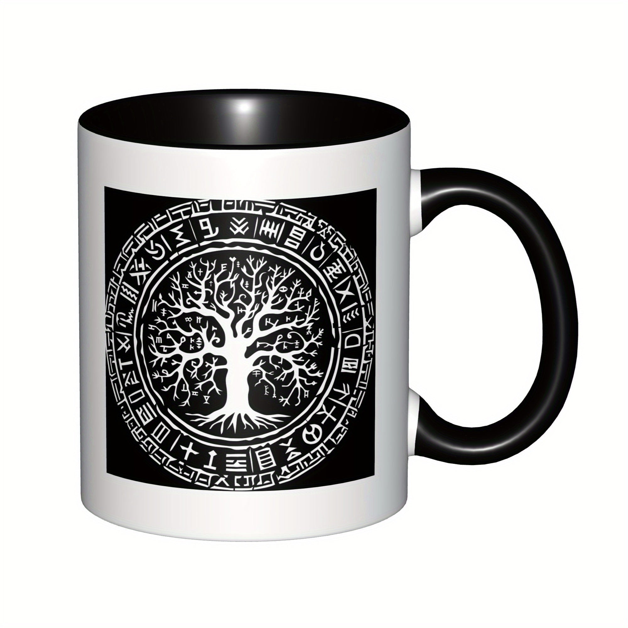 Tailorly Black Accent 11 oz Mug - viking tree of life