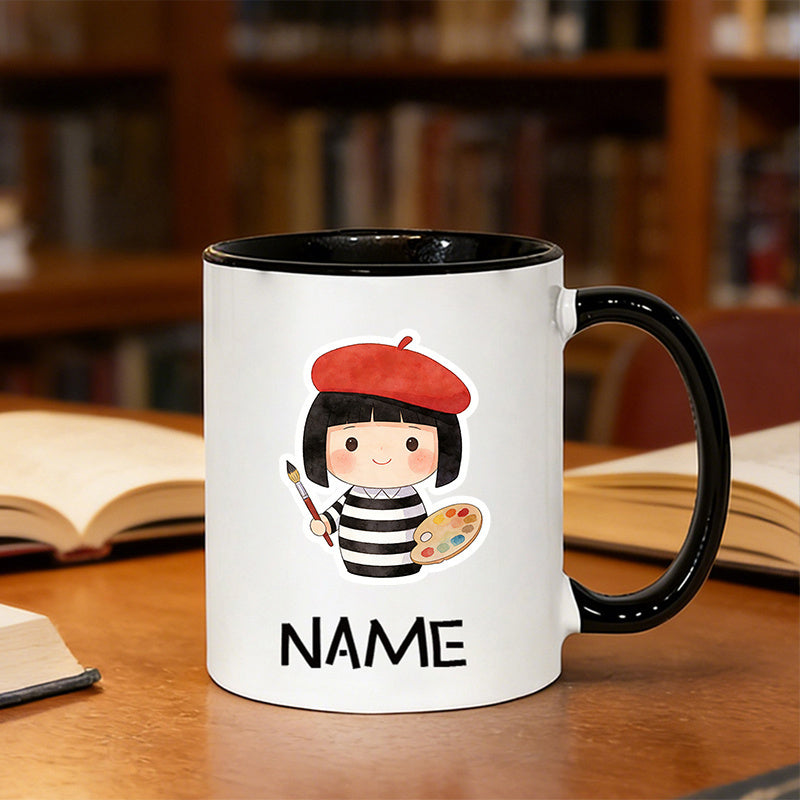 Tailorly Black Accent 11 oz Mug - Halloween and Christmas themed designs with personalized names text
