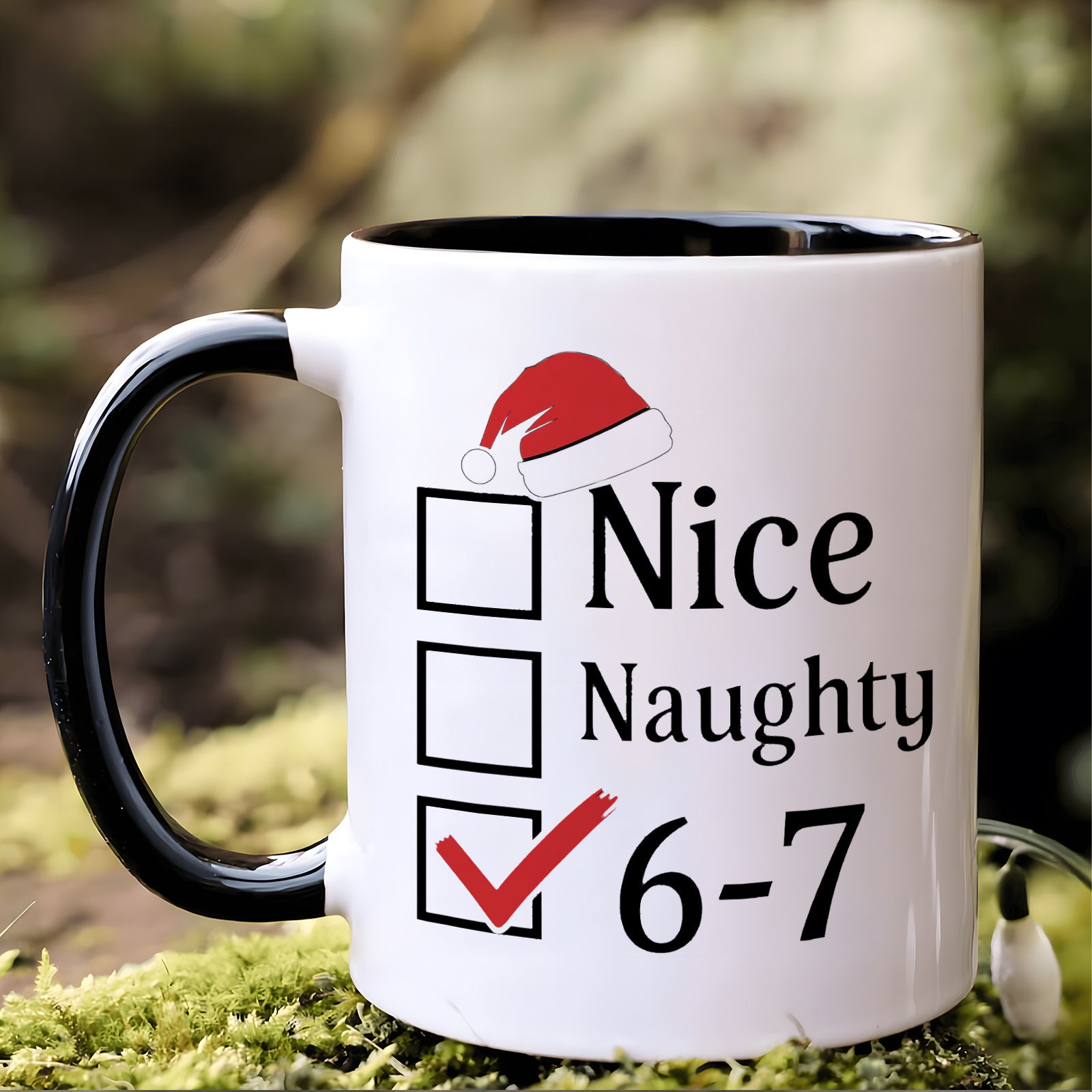 Tailorly Black Accent 11 oz Mug - item picture 1pc christmas ceramic coffee mug with checklist dishwasher 11oz santa hat cup reusable holiday gift