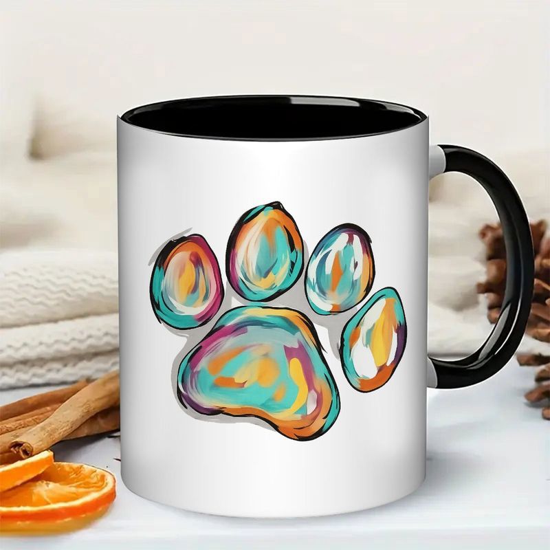 Tailorly Black Accent 11 oz Mug - colorful paw print