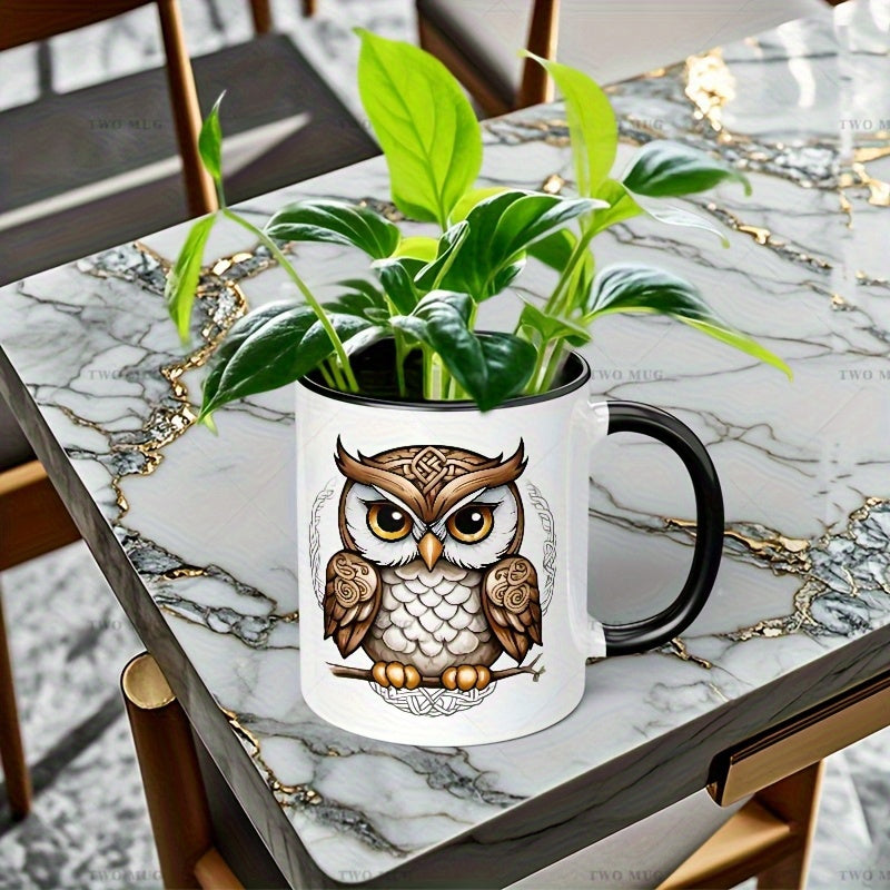 Tailorly Black Accent 11 oz Mug - detailed owl