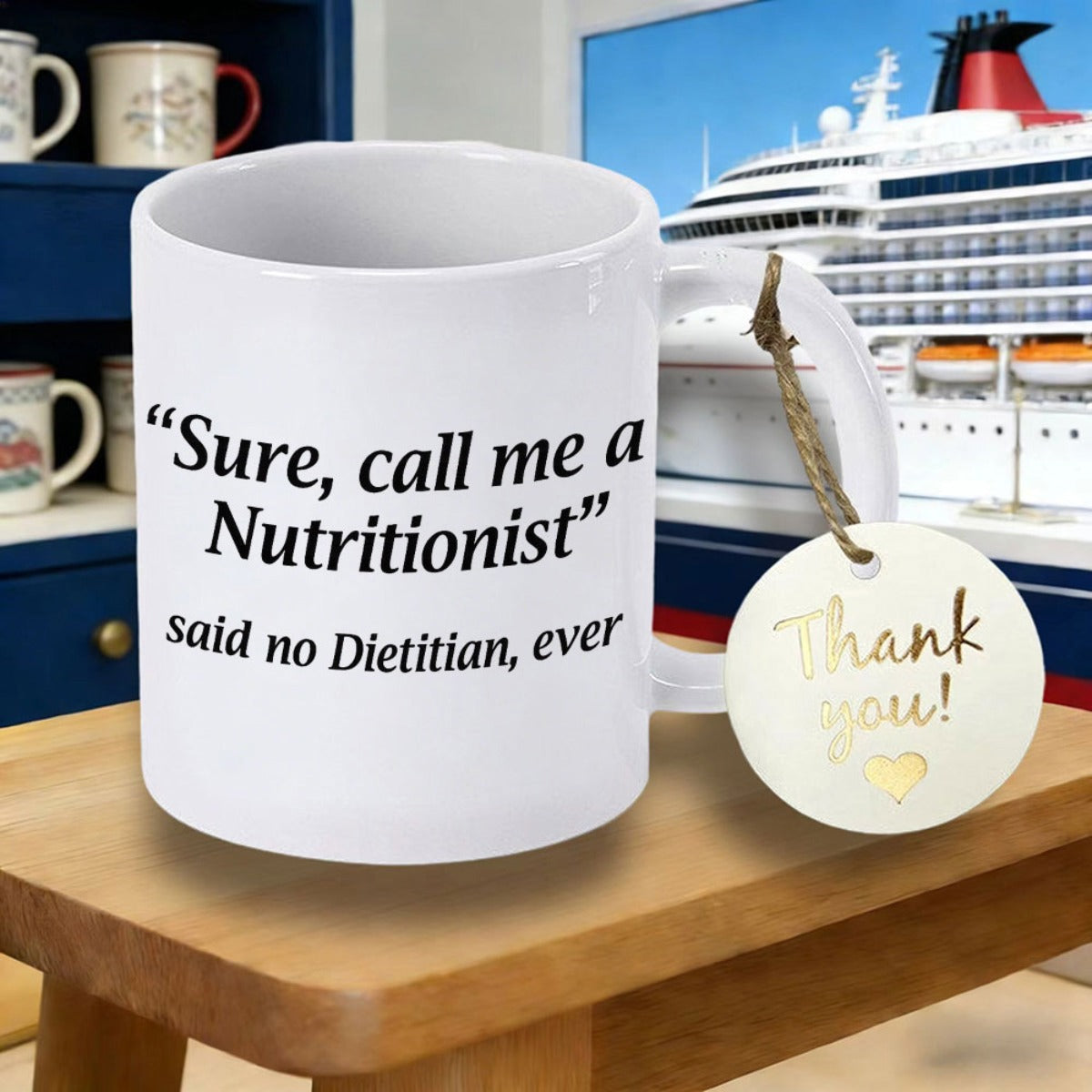 Tailorly White Ceramic 11 oz Mug - Sure Call Me A Nutritionist Said No Dietitian Ever Minimalist White Ceramic Vessel Featuring Bold Black Serif Typography Script