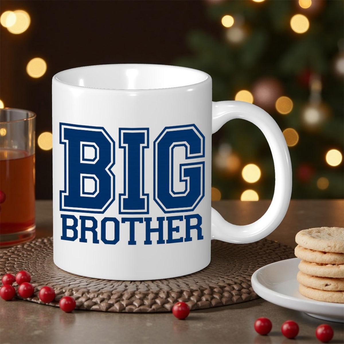 Tailorly White Ceramic 11 oz Mug - Big Brother Bold Collegiate Style Lettering Arranged In A Clean Professional Layout Brother