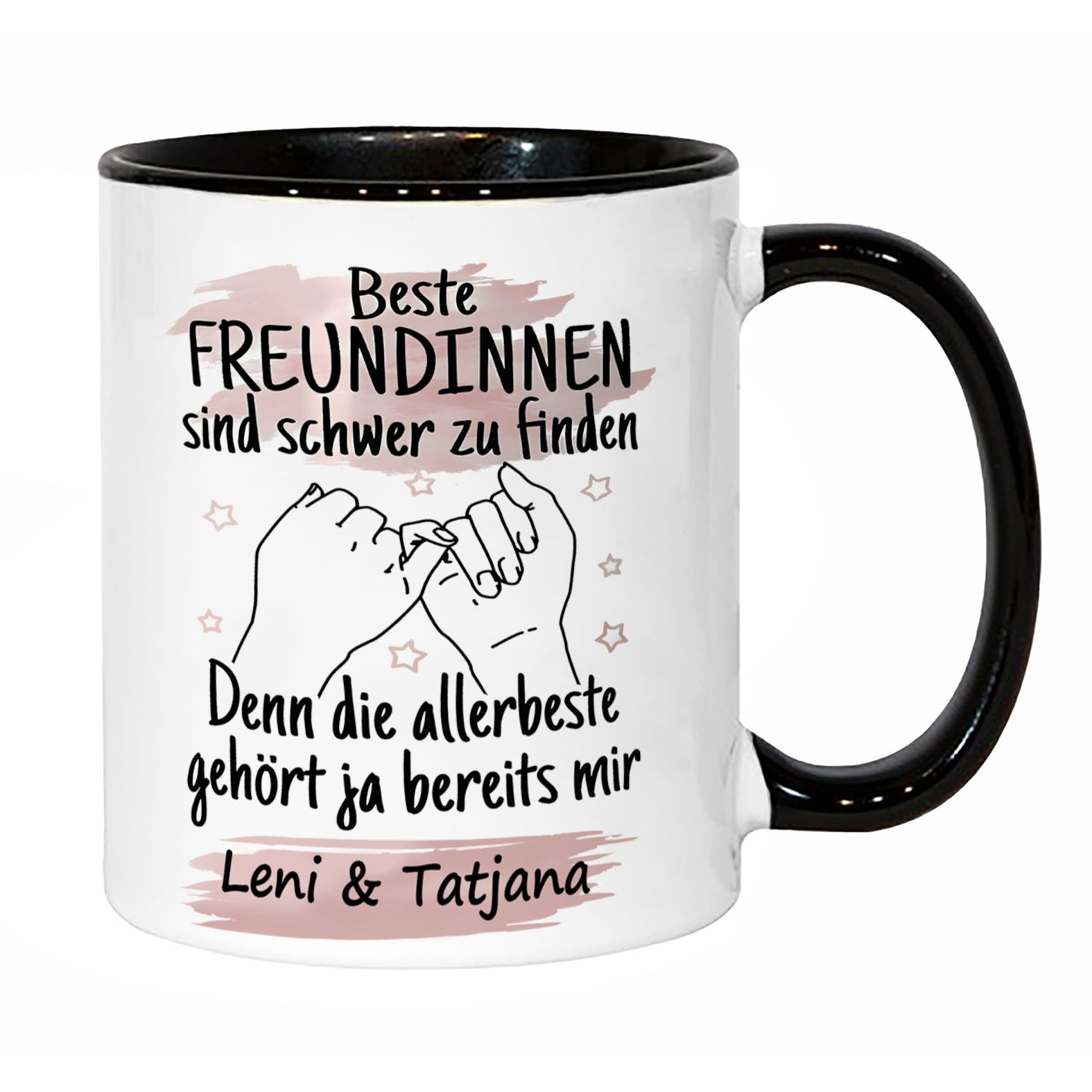 Tailorly Black Accent 11 oz Mug - personalized best friend forever bff friendship quotes names date message