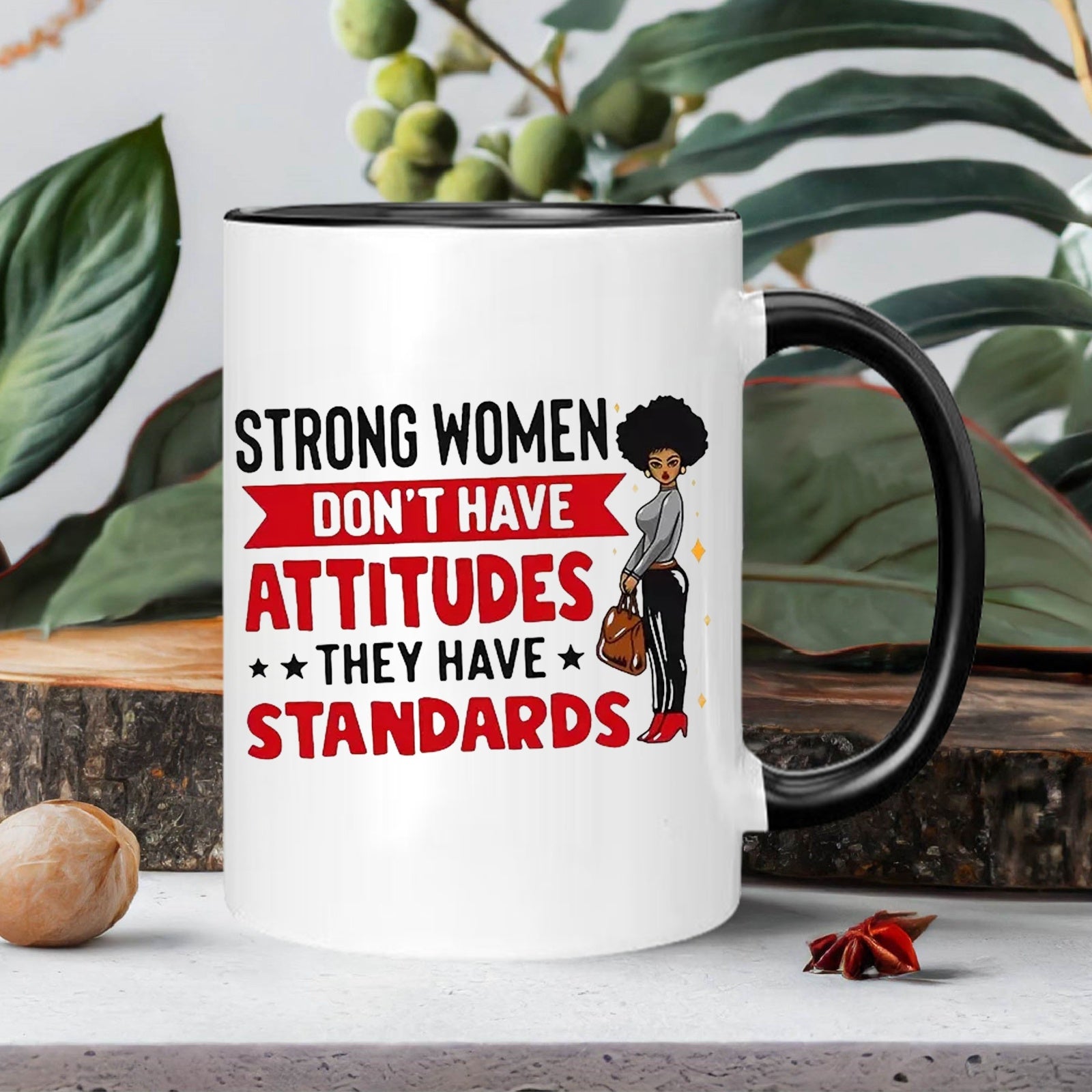 Tailorly Black Accent 11 oz Mug - item picture dont have have large ceramic mug with handle perfect gift for women office work birthday christmas