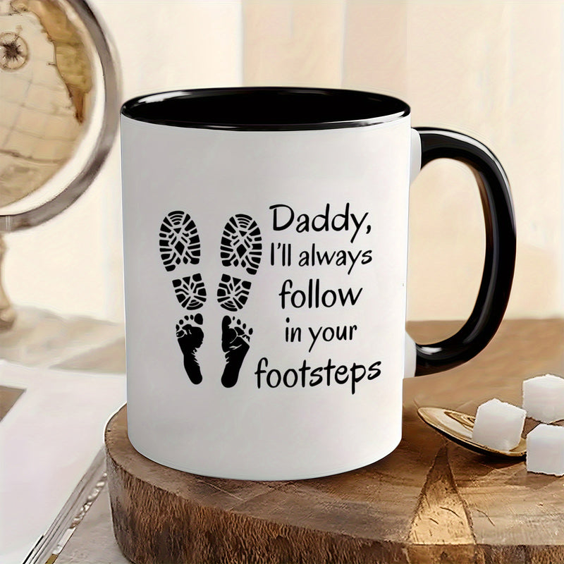 Tailorly Black Accent 11 oz Mug - daddy's footprints with "you" quotes