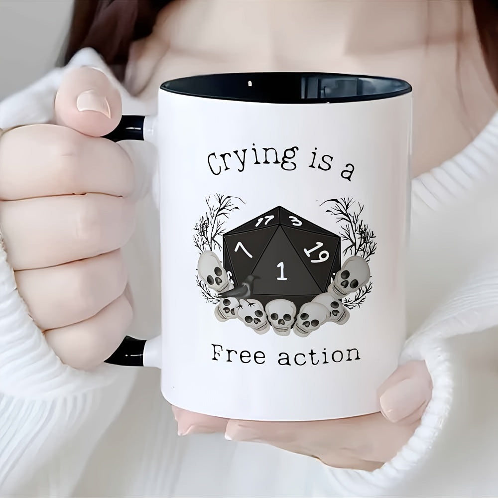 Tailorly Black Accent 11 oz Mug - dark skull and dice design