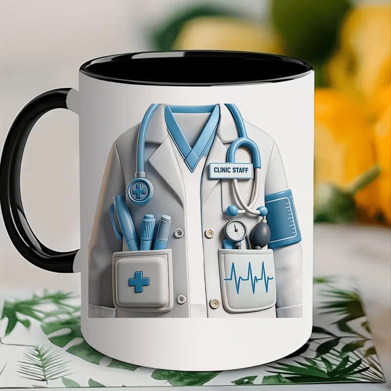 Tailorly Black Accent 11 oz Mug - stethoscope and medical tools design