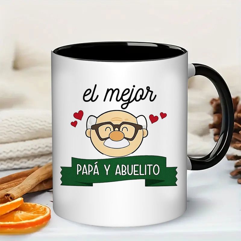 Tailorly Black Accent 11 oz Mug - papa y abuelito the best dad grandfather text