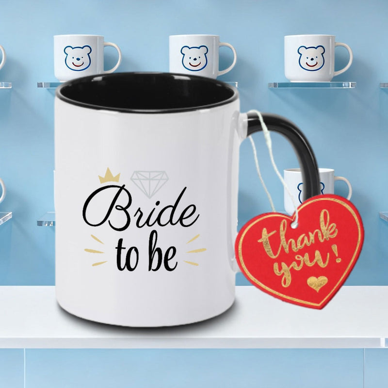 Tailorly Black Accent 11 oz Mug - Bride to Gift for Wedding Engagement Present Logo