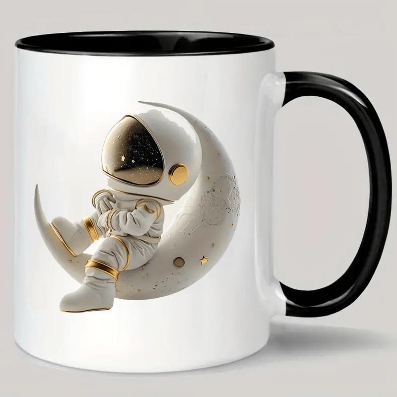 Tailorly Black Accent 11 oz Mug - astronaut moon