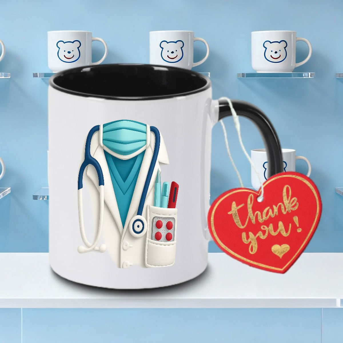Tailorly Black Accent 11 oz Mug - Stethoscope Logo