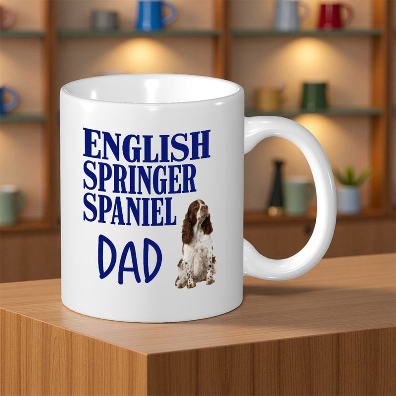 Tailorly White Ceramic 11 oz Mug - English Springer Spaniel Dad Loyal Pet Sitting Quietly With Focused Expression And Floppy Ears Dog