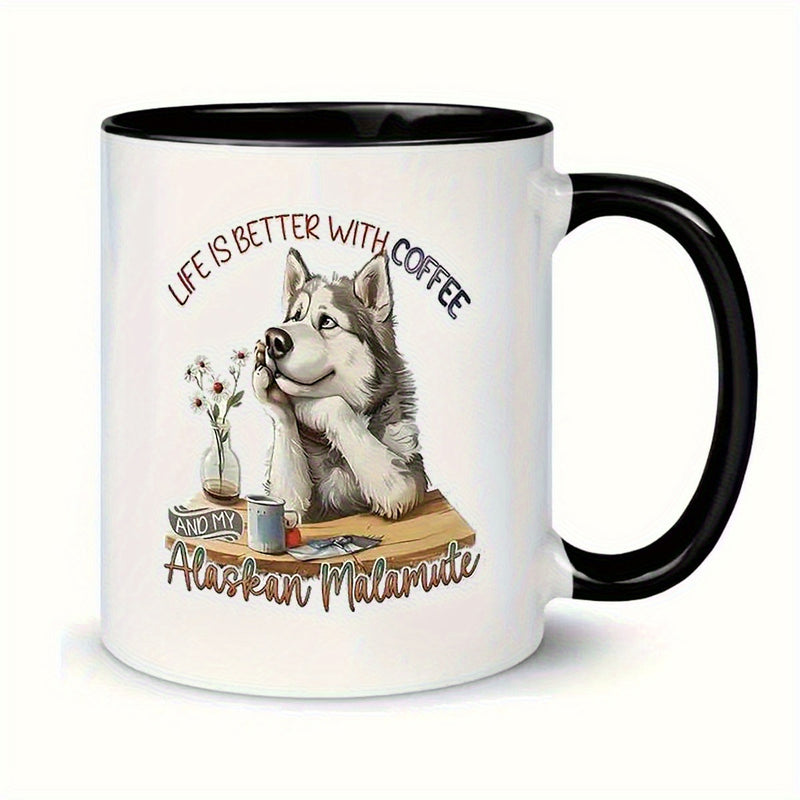 Tailorly Black Accent 11 oz Mug - item picture 11oz printed ceramic insulated coffee mug suitable hot and cold beverages hand or washable reusable family