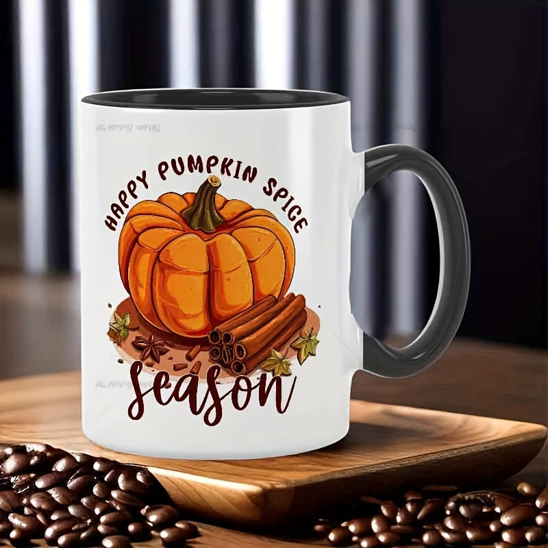 Tailorly Black Accent 11 oz Mug - fall themed pumpkin