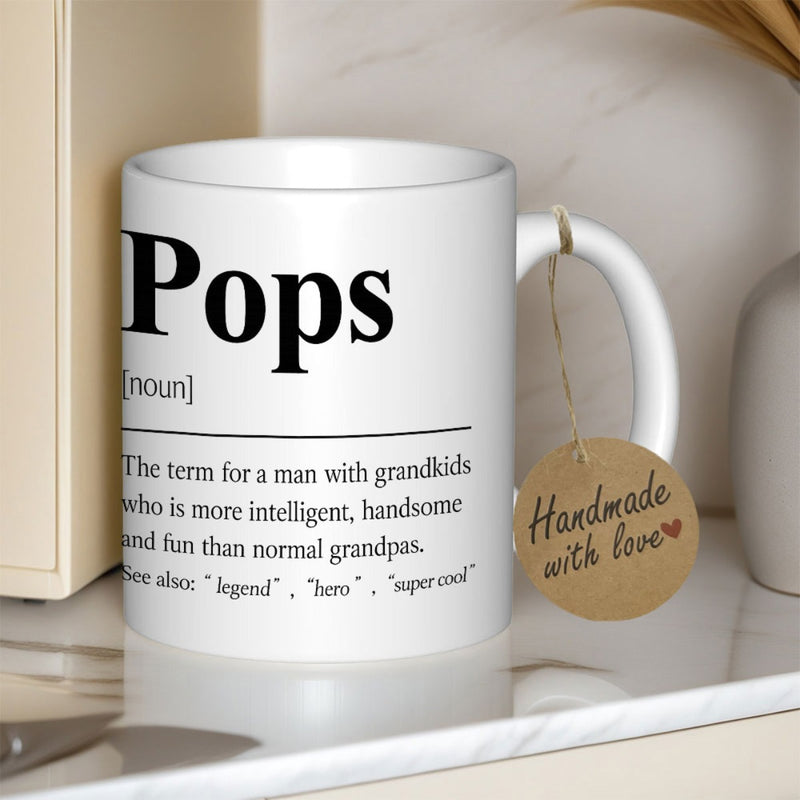 Tailorly White Ceramic 11 oz Mug - Pops Clean Featuring Bold Black Minimalist Dictionary Style Typography Mug
