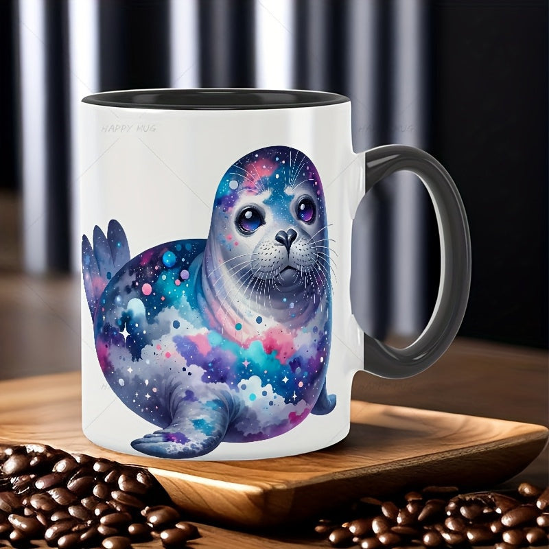 Tailorly Black Accent 11 oz Mug - adorable seal
