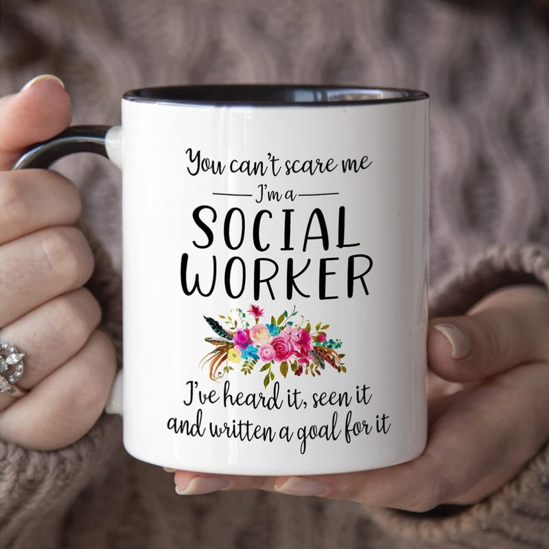 Tailorly Black Accent 11 oz Mug - funny text related to social worker