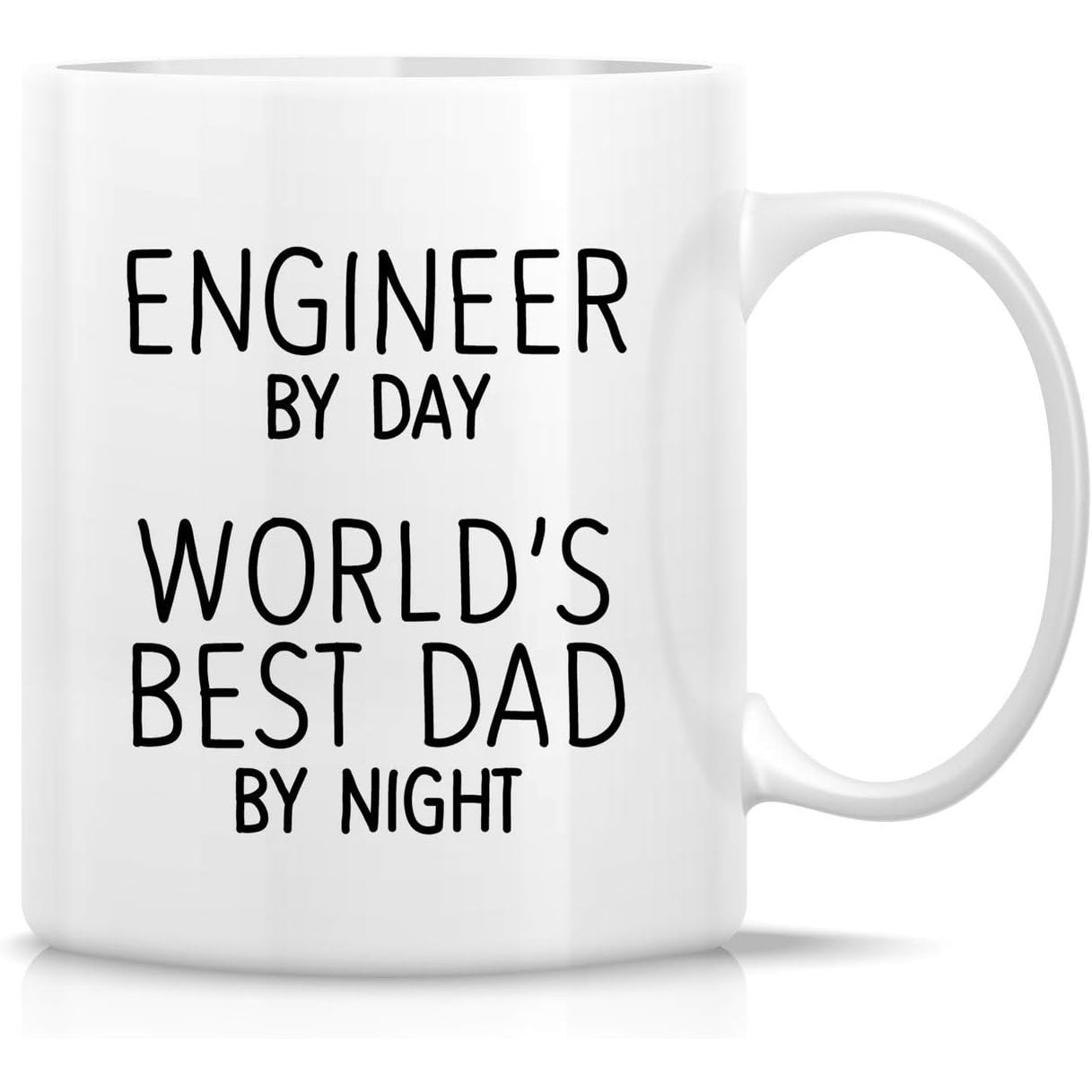 Tailorly White Ceramic 11 oz Mug - Engineer By Day World's Best Dad By Night Simple Minimalist With Bold Black Printed Text Mug