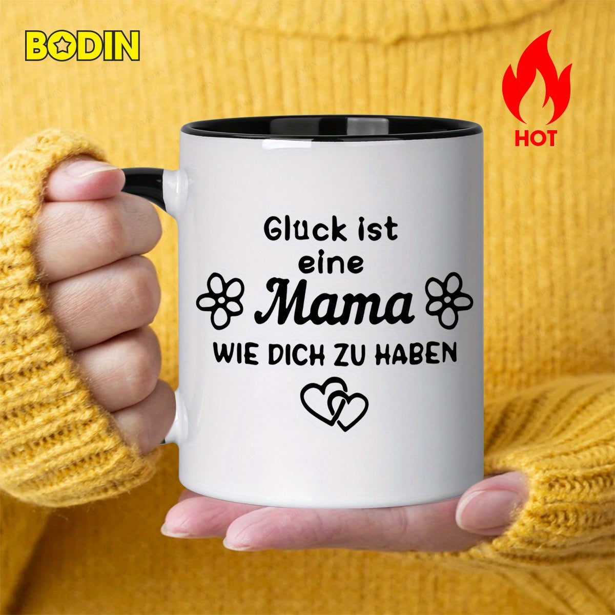 Tailorly Black Accent 11 oz Mug - "ist eine mama wie dich zu haben" text