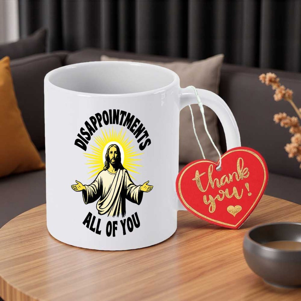 Tailorly White Ceramic 11 oz Mug - Disappointments All Of You Radiant Savior Standing With Open Arms Under A Golden Halo Jesus