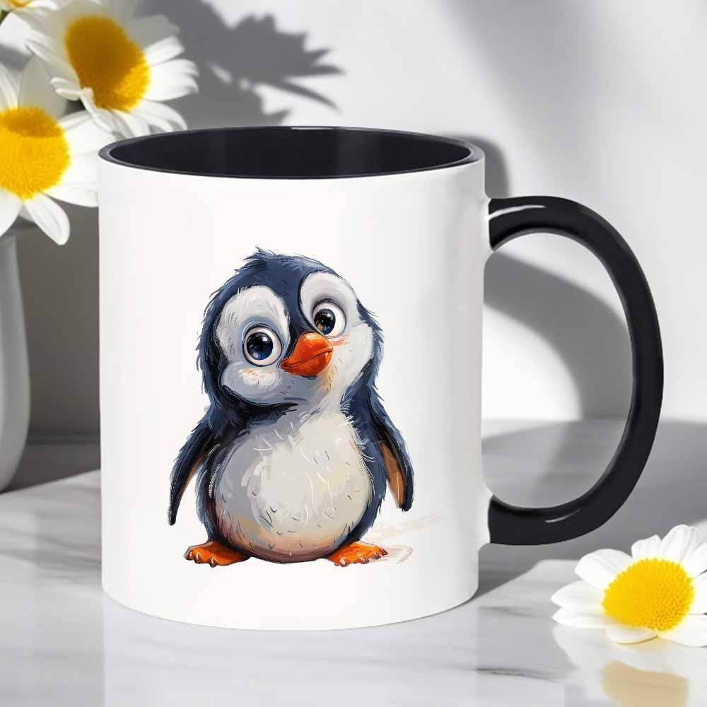 Tailorly Black Accent 11 oz Mug - adorable penguin
