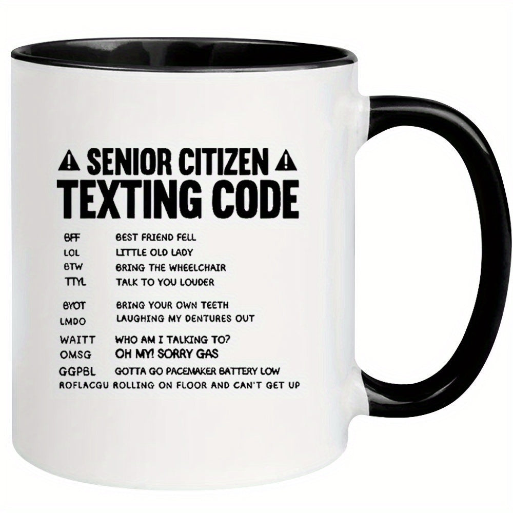 Tailorly Black Accent 11 oz Mug - humorous senior texting code design