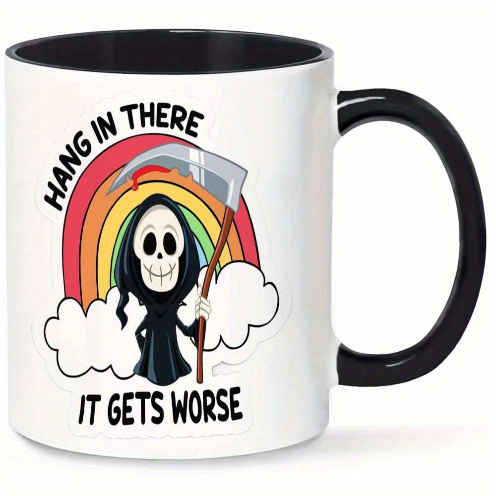 Tailorly Black Accent 11 oz Mug - rainbow with humorous design