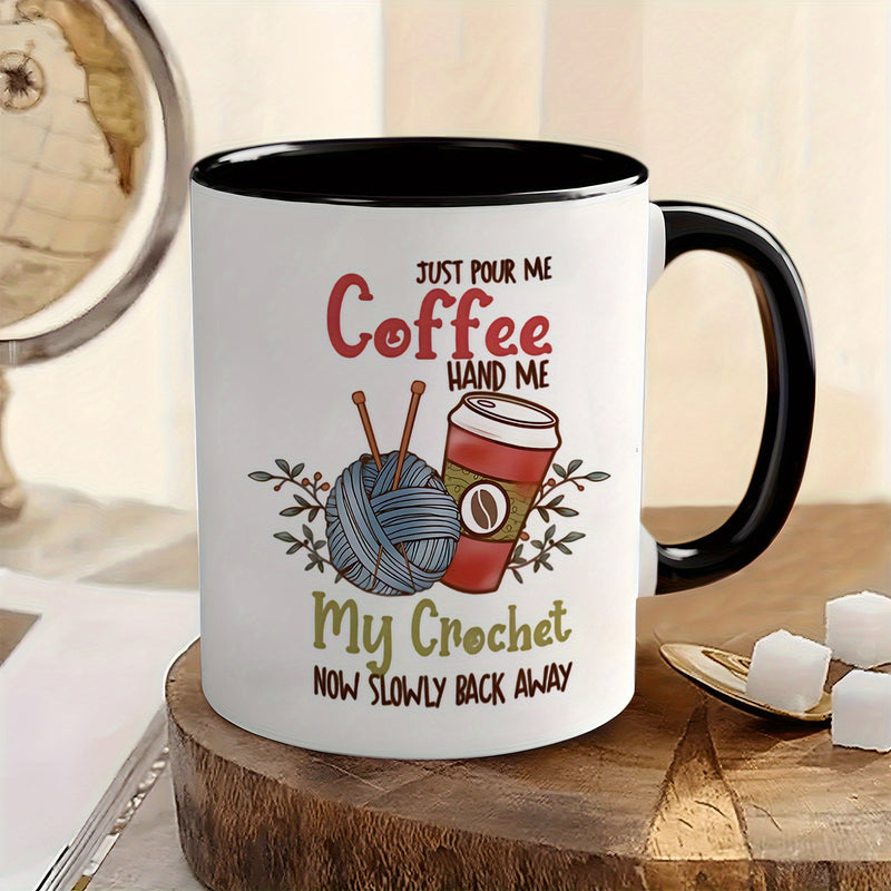Tailorly Black Accent 11 oz Mug - yarn crochet hook crochet pattern leaves