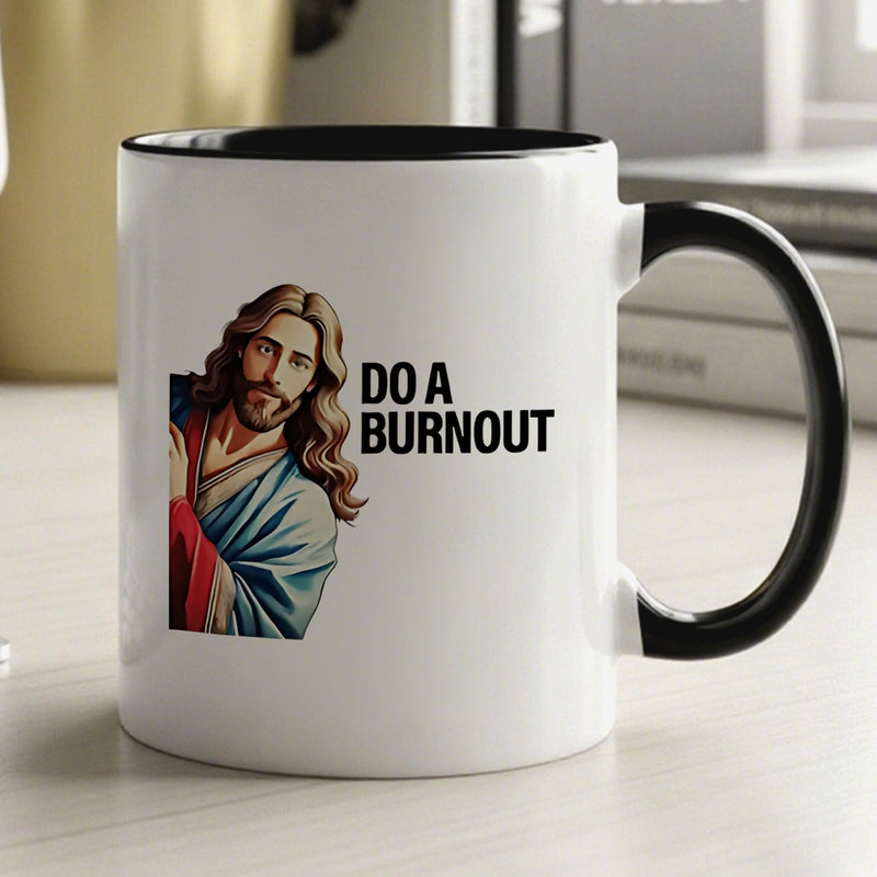 Tailorly Black Accent 11 oz Mug - text "do a" and Jesus graphic