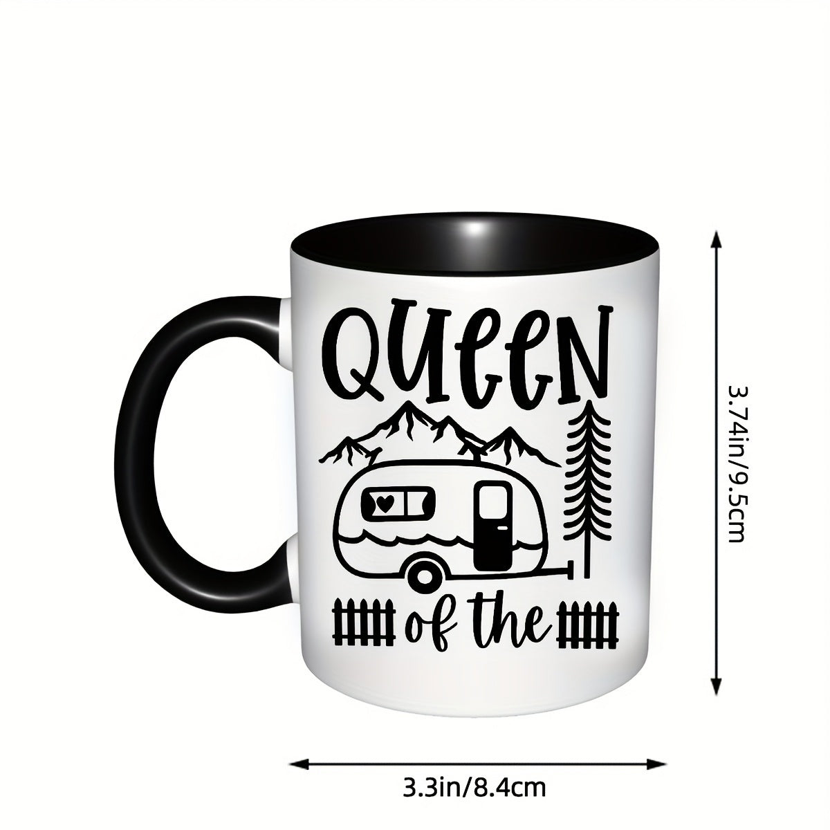 Tailorly Black Accent 11 oz Mug - funny camping lover coffee cup enthusiast gift trailer birthdays holidays