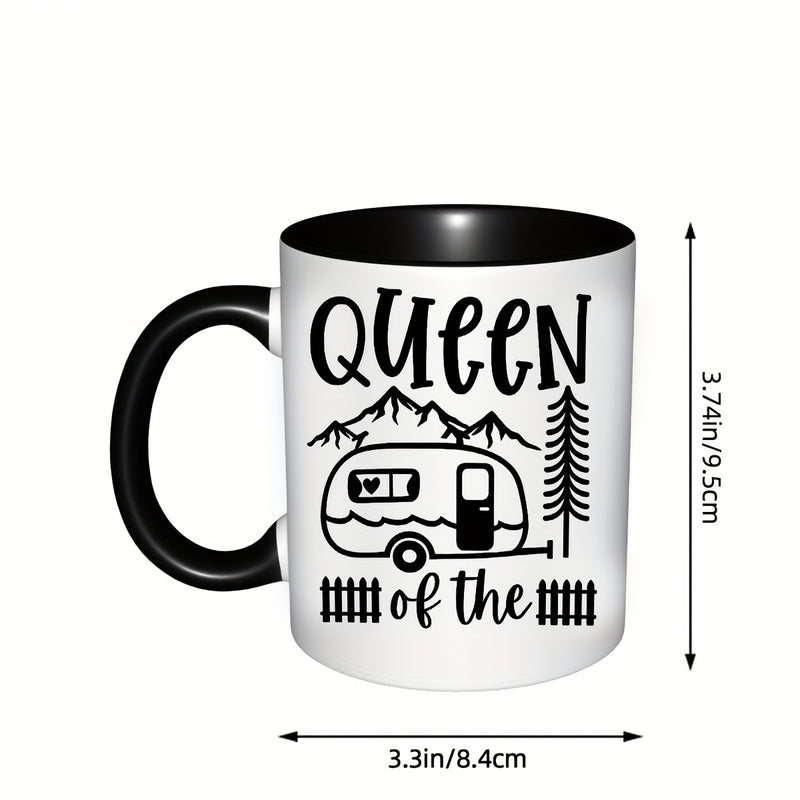 Tailorly Black Accent 11 oz Mug - funny camping lover coffee cup enthusiast gift trailer birthdays holidays