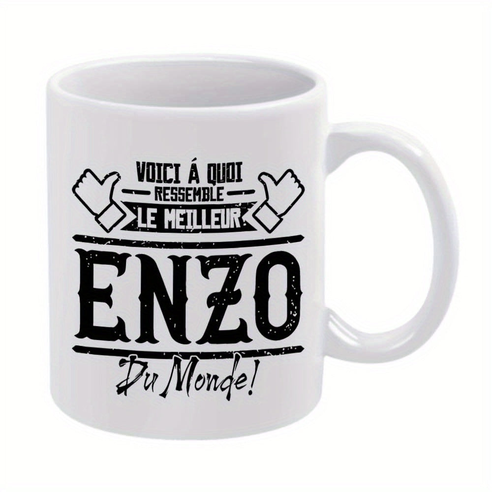 Tailorly White Ceramic 11 oz Mug - Vintage Decorative Typography With Thumbs Up Icons On