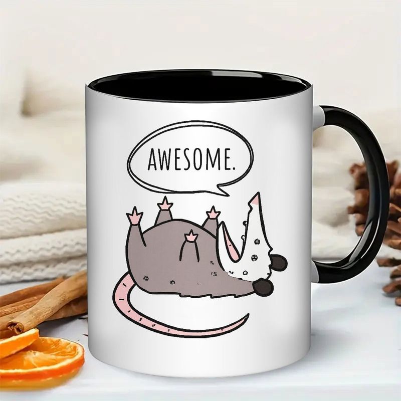 Tailorly Black Accent 11 oz Mug - funny opossum with cute possum design and awesome text