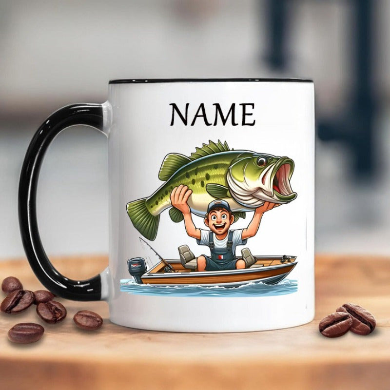 Tailorly Black Accent 11 oz Mug - item picture custom 11oz ceramic mug featuring a design on with an option for a personalized name its machine